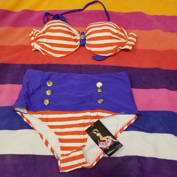 nautical high waisted bikini